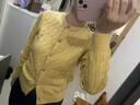 POLOWALK針織開衫女士2024春裝女上衣修身小個子質(zhì)感麻花毛衣外套 黃色（混紡針織衫） M (160) 曬單實拍圖