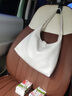 CALCULAT&KEENCK女包單肩腋下包包女韓版復古餃子包女神節百搭通勤手提托特包 白色 曬單實(shí)拍圖