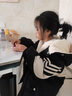 粉筆末端兒童外套女童加絨加厚冬裝中長款韓版中大童女孩衣服連帽夾克上衣 黑色加絨 140 (適合身高130左右) 曬單實(shí)拍圖