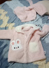 歐孕（OUYUN）兒童睡衣秋冬新款珊瑚絨男女童加厚家居服寶寶保暖套裝可外穿 萌粉兔【居家舒適 出門(mén)好看】 110cm 曬單實(shí)拍圖