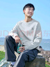 唐獅（TonLion）2024男圓領(lǐng)左胸字母印花插肩袖長袖T恤 淺麻灰 XXL 曬單實拍圖