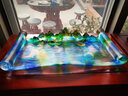高檔琉璃千里江山圖果盤(pán)茶盤(pán)干泡臺擺件客廳茶幾喬遷之喜裝飾水晶 千里江山圖果盤(pán) （干泡臺） 曬單實(shí)拍圖