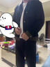 gxmy翻領(lǐng)夾克外套男士休閑套裝秋冬季一整套痞帥保暖顯瘦衣服男裝潮牌 黑外套+半領(lǐng)毛衣+腰帶褲-三件套 XL 曬單實(shí)拍圖