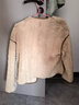 唐獅（TonLion）2023仿羊羔毛外套女短款圓領(lǐng)小香風(fēng)上衣 奶茶色 M  曬單實(shí)拍圖