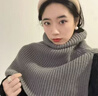 途尊開(kāi)叉高領(lǐng)披肩女秋冬韓版毛線(xiàn)針織圍脖套女保暖套頭圍巾純色簡(jiǎn)約 卡其色 曬單實(shí)拍圖