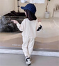 FNJ KIDS女童運(yùn)動(dòng)套裝春秋2025新款中大童加絨衛(wèi)衣兒童衣服兩件套 米色（春秋款） 90 (建議身高80-90cm) 曬單實(shí)拍圖