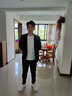凡迪時尚（FANDISS）西服套裝男輕奢成熟風(fēng)套裝西裝痞帥西裝三件套青年職場演講套裝 黑色【西服+T恤+西褲】 L 曬單實拍圖