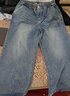 BJHG不計后果春季貓須紋理加厚直筒牛仔褲男款寬松潮牌美式復古闊腿褲 黃泥深藍 L 曬單實(shí)拍圖
