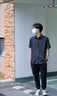 花花公子冰絲條紋短袖襯衫男士裝夏季薄款涼感速干寬松休閑襯衣外套上衣服 黑條 2XL （41） 曬單實(shí)拍圖