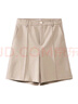 歐莎（OSA）高腰五分西裝短褲女寬松薄款夏天直筒褲休閑褲子夏季新款百搭 奶茶色 L 曬單實(shí)拍圖