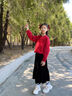 小豬彼特女童裙子半身裙冬季絲絨魚(yú)尾女孩中長(cháng)款加絨秋冬黑色長(cháng)裙兒童半裙 19722紅色毛衣【單件】 120 cm 曬單實(shí)拍圖