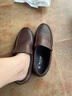 老人頭男鞋夏季新款商務(wù)休閑皮鞋男鏤空真皮透氣皮涼鞋套腳爸爸鞋特大碼 棕色 39 曬單實(shí)拍圖