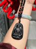 黑曜石本命佛吊墜項鏈普賢文殊菩薩屬虎兔蛇本命年十二生肖守護神 大日如來(lái)屬羊猴(大號） 曬單實(shí)拍圖