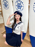 Teenie Weenie小熊女裝簡約休閑夏季高腰百褶短裙A字短裙半身裙時尚 藏青色 170/L 曬單實(shí)拍圖