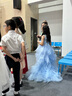 A 21 FUNB花童輕奢晚禮服女童公主裙拖尾婚紗蓬蓬主持人走秀生日鋼琴演出服 -藍(lán)色拖尾【可拆卸】 140 曬單實(shí)拍圖