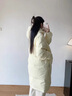 CEENIU官方中戲亮世秋同款羽絨服女中長款過膝冬cv凸乆鳥新款寬松連帽男 北勢北影藝考同款：黃色 M 曬單實(shí)拍圖