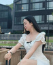 糖力【商場(chǎng)同款】法式茶歇裙 夏新款中長(zhǎng)款短袖提花連衣裙女 白色 S 曬單實(shí)拍圖
