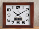 北极星（POLARIS）挂钟客厅家用智能钟办公室木纹电波时钟方形自动对时钟表 79605木纹 实拍图