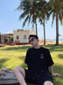 OEHE夏季純棉短袖t恤男士冰絲薄款寬松半袖T休閑男裝上衣服情侶五分衫 秀紅色 XL 曬單實(shí)拍圖
