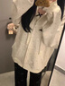 棉致重磅碎花連帽衛(wèi)衣女春秋冬季新款寬松加絨韓版美式山東開(kāi)衫外套 杏色【999常規(guī)高品質(zhì)31.5】 L 110-125斤 曬單實(shí)拍圖