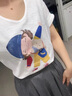 S·J·V·K夏季白色竹節(jié)棉短袖t恤女2025新款純棉v領(lǐng)寬松美式薄款高級(jí)感上衣 白色 L 曬單實(shí)拍圖