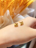 珍·尚銀中國黃金授權四葉草黃金耳釘女足金耳飾生日禮物送女友老婆紀念日 四葉草足金耳釘+情人節禮盒-約0.8g 曬單實(shí)拍圖