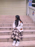 凱安尼（KAIANNI）毛呢格子半身裙女秋冬新款寬松復古英倫風中長款高臀a字長裙 卡其色 2XL 曬單實拍圖