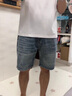 衣然呈品牛仔短褲男夏季新款韓版休閑復古乞丐破洞寬松痞帥個(gè)性五分中褲男 復古藍色 31【建議125-135斤】 曬單實(shí)拍圖