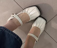 鉑吶苓瑪麗珍高跟鞋女2026春季新款法式高跟鞋單鞋一腳蹬軟底豆豆鞋女士 法式瑪麗珍高跟【米白】偏小半碼 37 曬單實(shí)拍圖