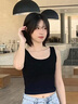 嘉麗薇背心女夏季新款西裝內(nèi)搭打底背心短款高級(jí)感遮副乳工字美背上衣 黑色 S 曬單實(shí)拍圖