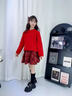 moonkids女童套裝2026秋冬新款兒童紅色過(guò)年拜年服女孩新年連衣裙冬季裙子 19722紅色毛衣+4507半身裙 130 cm 曬單實(shí)拍圖