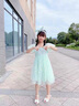 G.DUCKKIDS女童連衣裙2024夏季新款洋氣兒童公主裙大童夏裝裙子女孩蓬蓬紗裙 綠色 160 曬單實(shí)拍圖