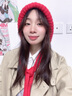 槿城大頭圍毛線(xiàn)帽子女秋冬保暖毛絨針織護耳帽學(xué)生混色可愛(ài)綁帶包頭帽紅色M1007M（56-58cm） 曬單實(shí)拍圖