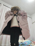三彩2024冬季新款工裝羽絨服連帽貉子毛領(lǐng)白鴨絨外套防水戶外休閑 煙粉色 XL 170/92A 曬單實拍圖