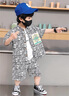 FNJ KIDS男童襯衫套裝2025夏季帥氣寶寶夏裝衣服兒童短袖兩件套薄款 淺藍色 120 （建議身高110-120cm） 曬單實拍圖