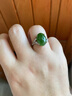 林?zhù)P物925銀鑲嵌天然和田玉碧玉戒指女時(shí)尚活口指圈可調節配證書(shū)送媽媽 主石10X14毫米玉戒指 曬單實(shí)拍圖