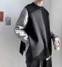 唐號(hào)毛衣背心男生潮流個(gè)性春秋馬甲外穿ins港風(fēng)韓版寬松無(wú)袖坎肩外套 黑色背心 單件 XL 曬單實(shí)拍圖