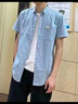 東楓純棉短袖襯衫男簡(jiǎn)約百搭純色休閑外套男夏季寬松薄款小清新襯衣男 淡藍色 L 曬單實(shí)拍圖