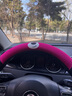 尚行者四季通用汽車(chē)方向盤(pán)套女d型可愛(ài)女款網(wǎng)紅卡通防滑吸汗夏季車(chē)把套 菜菜熊[玫紅+黑]方向盤(pán)套(圓形) 曬單實(shí)拍圖