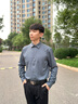 沙馳SATCHI男裝男士抗皺恒溫長(cháng)袖襯衫秋季新款商務(wù)正裝彈力舒適襯衣男 孔雀藍 42 曬單實(shí)拍圖