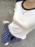 燦圖美式復(fù)古格子休閑褲子女春秋季新款小個子高腰寬松闊腿衛(wèi)褲子女裝藏青色M 【建議90-110斤】 曬單實拍圖