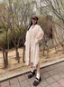 廣月藍(lán)長(zhǎng)款防曬衣女夏襯衫吊帶裙外搭沙灘罩衫開(kāi)衫海邊穿搭雪紡?fù)馓?米白色 M 建議100-115 曬單實(shí)拍圖