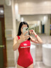 斯凱奇（Skechers）游泳衣女連體衣保守遮肚顯瘦大碼泳裝抗氯速干比基尼溫泉服沖浪服 深藍(lán)色【送游泳收納包】 L 曬單實(shí)拍圖