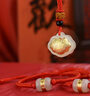 壹遇黃金鑲玉寶寶和田玉長(cháng)命鎖吊墜套裝手鏈嬰兒滿(mǎn)月禮小孩周歲禮物 歲歲平安 曬單實(shí)拍圖
