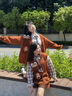 森女部落原創(chuàng)狂野美拉德棕色系熊貓復(fù)古風(fēng)慵懶風(fēng)毛衣外套初秋新款女裝 棕色毛衣（單件） S 曬單實(shí)拍圖