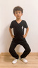 酷系（Cuulrite）兒童舞蹈服男童演出服專業(yè)T恤套裝現(xiàn)代舞服練功服男生拉丁舞服裝 黑色V領(lǐng)短袖+蘿卜褲 130 身高125-135cm 曬單實(shí)拍圖