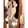 S·J·V·K毛衣女秋冬加厚內(nèi)搭可愛軟糯圓領奶fufu慵懶風針織復古日系上衣 杏色【加絨加厚】 XL 曬單實拍圖