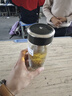 萬象（WANXIANG）雙層玻璃杯加厚商務(wù)弧形鵝蛋杯男女士帶濾網(wǎng)水杯便攜車載泡茶杯子 【360ml】橄欖色-V270 曬單實(shí)拍圖