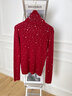 DPLAY2025秋季燙鉆針織衫內搭紅色毛衣打底衫上衣女新年毛衫 復古紅 XL 曬單實(shí)拍圖