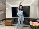 G.DUCKKIDS女童套裝2025春秋款兒童開衫外套短款修身中大童休閑直筒褲兩件套 藍色 150碼 曬單實拍圖